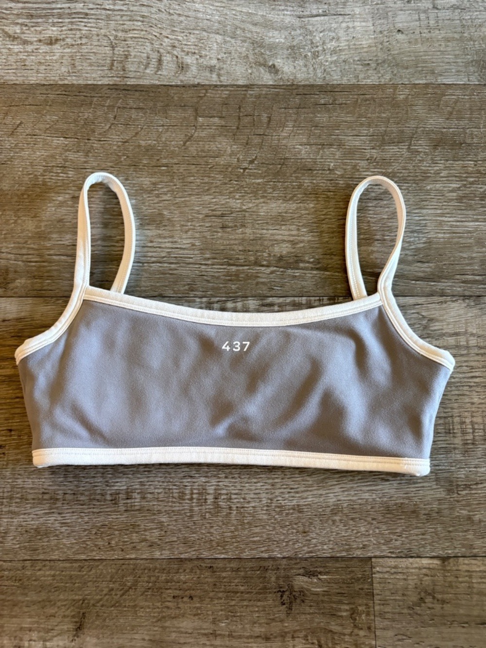 437  Micro Bra in Grey with white pipping XS - Picture 3 of 7